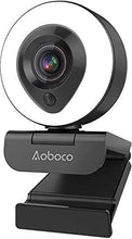 Cargar imagen en el visor de la galería, Webcam profesional HD 1080P microfono dual y anillo luminoso USB
