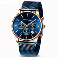 Cargar imagen en el visor de la galería, Reloj AZUL de cuarzo lujo hombre, cronógrafo deportivo 42mm. OFERTA FLASH