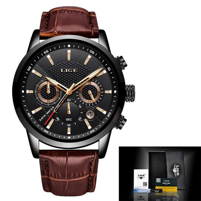 LIGE Reloj hombre, automático tourbillon, visible, calendario y diseño caja incluida.