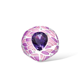 Scutoid ring, purple hecha a mano, esmalte. Plata de ley