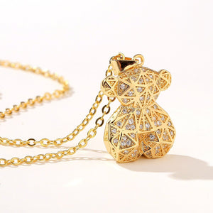 Hollow Jewelry: Collares y colgante oso cobre chapada oro.