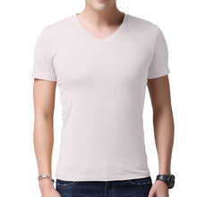 Cargar imagen en el visor de la galería, Camiseta basica hombre 95% fibra bambú, elastica, 4 colores. Cuello redondo y en pico