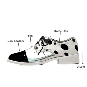 Zapato Polka dot cuero de vaca, transparente, TPU y pelo de caballo, 34-42