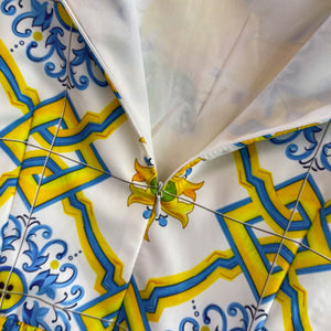 Coleccion mosaico Vestido poliester amarillo y azul