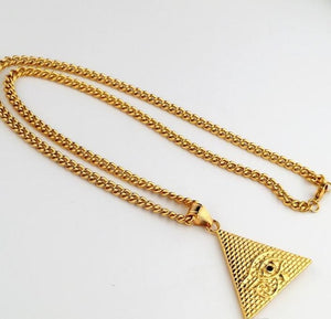 Collar dorado triangulo fortuna Hip Hop Unisex