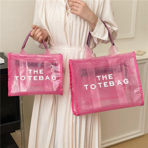 Bolso de gelatina transparente de hombro cruzado de gran capacidad, Tote Bag