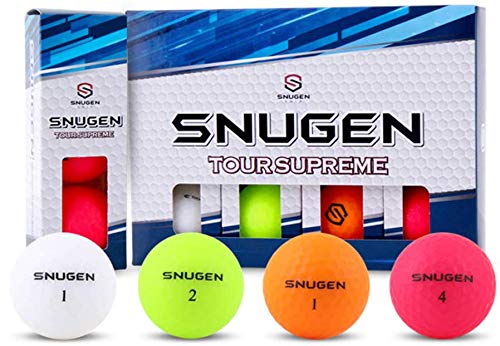 Snugen (TM Soft Feel Distance Golf Ball with Matte Finished Color, Long Distance Tour Ball,12 Ball Pack