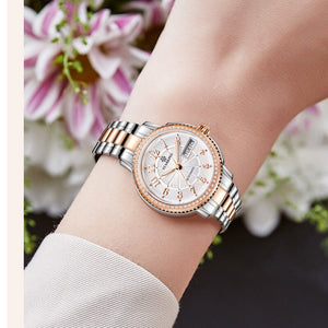 Reloj mecánico Miyota Movt para mujer, de pulsera de acero inoxidable, zafiro, automático. 33mm