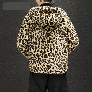 Animal print chaqueta capucha leopardo hombre 4XL