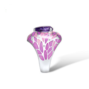 Scutoid ring, purple hecha a mano, esmalte. Plata de ley