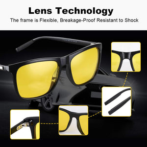 Gafas de sol de visión nocturna de lente amarilla con ventanas laterales