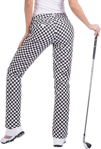 Pantalones golf mujer, elásticos, transpirables, polka dot y damero.