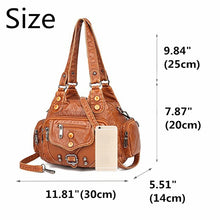 Cargar imagen en el visor de la galería, Bolso Retro de cuero suave para mujer, bolso de mano informal de gran capacidad, bolso de hombro