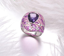 Cargar imagen en el visor de la galería, Scutoid ring, purple hecha a mano, esmalte. Plata de ley