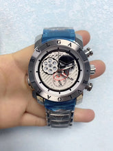 Cargar imagen en el visor de la galería, Reloj Cuarzo 42mm acero inoxidable Plata Negro Azul Blanco luminoso cristal de zafiro. 30m. BVL