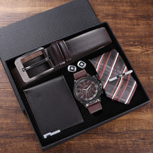 Cargar imagen en el visor de la galería, Regalo completo hombre: cartera, reloj, cinturon, corbata, gemelos.