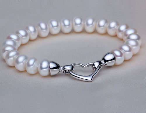 Natural Real Pearl Bracelets For Women,Freshwater Pearl Beads Bracelets Hart Clasp,Multi Color Pearl Charm Bracelet