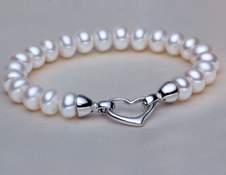 Natural Real Pearl Bracelets For Women,Freshwater Pearl Beads Bracelets Hart Clasp,Multi Color Pearl Charm Bracelet
