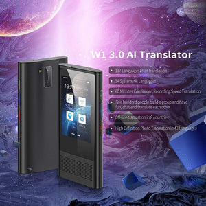 Nrpfell W1 3.0 TraduccióN AI Voice Photo Translator 3.1 Pulgadas IPS 4G WIFI 8GB Memoria 2080MAh 117 Idiomas TraduccióN OTG PortáTil