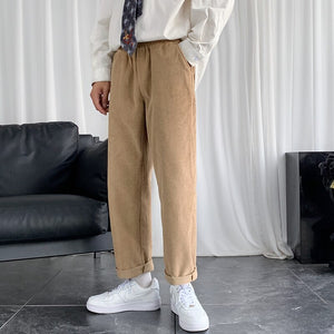 Pantalones pana algodón puro hombre rectos informales cintura elástica 5XL