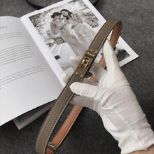 Cargar imagen en el visor de la galería, Cinturon Kelly cuero auténtico con hebilla dorada, 50-108cm