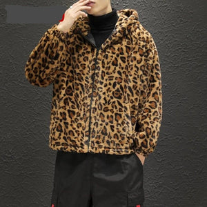 Animal print chaqueta capucha leopardo hombre 4XL