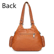 Cargar imagen en el visor de la galería, Bolso Retro de cuero suave para mujer, bolso de mano informal de gran capacidad, bolso de hombro