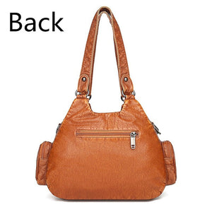 Bolso Retro de cuero suave para mujer, bolso de mano informal de gran capacidad, bolso de hombro