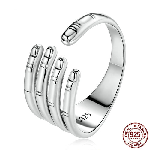 Anillo cinco dedos ajustable Plata de Ley 925.