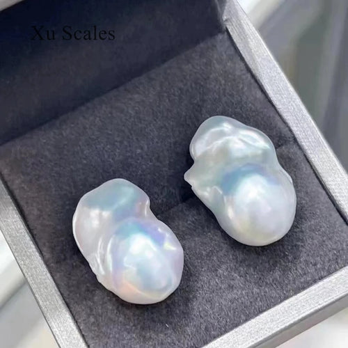 Pendientes de perlas barrocas blancas Natural, plata de ley S925