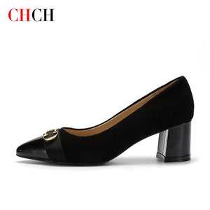 Zapatos mujer CHCH, calzado de tacón alto y grueso, de cuero. 37 y 38