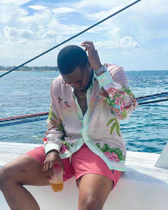 Yachting: Camisa unisex seda satinada casablanca.