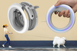 Correa retráctil inteligente mascotas, anillo Flexible tracción con luz LED nocturna. 3m.