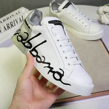 Cargar imagen en el visor de la galería, Grafiti Dolce Gabbana hombre y mujer, plataforma de cuero, zapato plano. 35-45