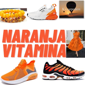 Naranja Vitamina: Vestido plisado sin mangas naranja con volantes