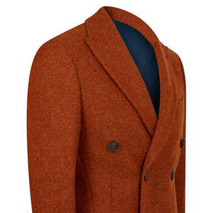 Man in Red: Abrigo lana naranja liso para hombre, gabardina gruesa 3XL