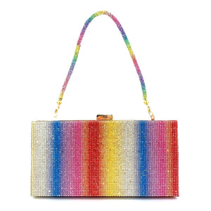 Clunch arco iris, incluido el damero con brillantes. 20x10x6cm