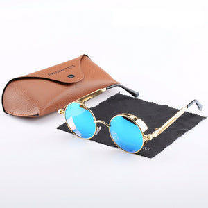 Brown Metal Polarized Sunglasses Gothic Steampunk Sunglasses Mens Womens Fashion Retro Vintage Side Shield Eyewear Shades 372