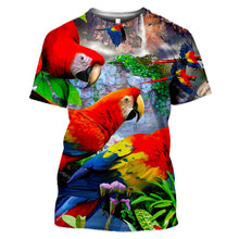 Cargar imagen en el visor de la galería, Parrot print camiseta de hombre animal print loros hawaianos