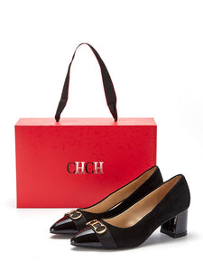 Zapatos mujer CHCH, calzado de tacón alto y grueso, de cuero. 37 y 38