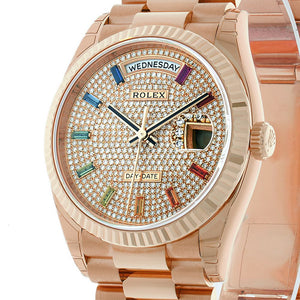 Reloj diamantes arco iris 36mm Sapphire acero inoxidable waterproof
