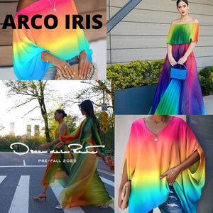 Arco Iris trend: Vestido plisado chifon. 2XL