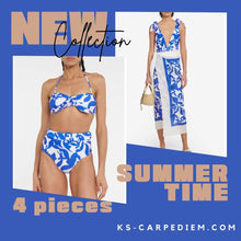 Cargar imagen en el visor de la galería, Traje de baño bikini y falda azul de lujo de diseñador 3XL