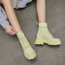 Cargar imagen en el visor de la galería, DONGNANFENG Women&#39;s Female Ladies Genuine Leather Ankle Boots Shoes Platform Autumn Increase Lace Up Breathable 34-40 NS777-8