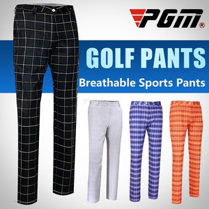 Pgm Men's Golf Pants Summer Plaid Elastic Trousers Ultra-thin Slim Sportswear Trousers Straight Breathable Golf Costume