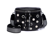 Cargar imagen en el visor de la galería, Women fashion split leather stud+resinstone belt bag waist packs