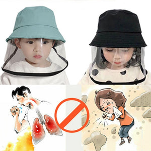 Sombrero infantil algodon con pantalla antisalpicadura lavable.