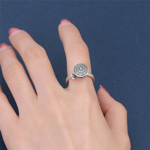 Anillo mantra tibetano giratorio 100% plata. Ajustable.