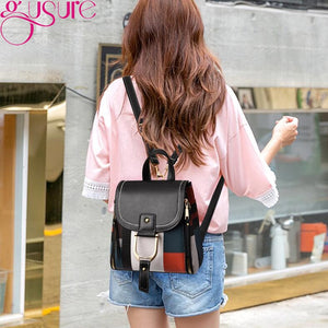 Gusure Mini Backpack Women Fashion PU Leather Shoulder Bag For Teenage Girls Multi-Function Small Backpacks Female Phone Pocke