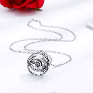 Openable Astronomical Ball Projection Necklace 100 Language I Love You Pendant Necklace for Women Men Choker Jewelry Gift